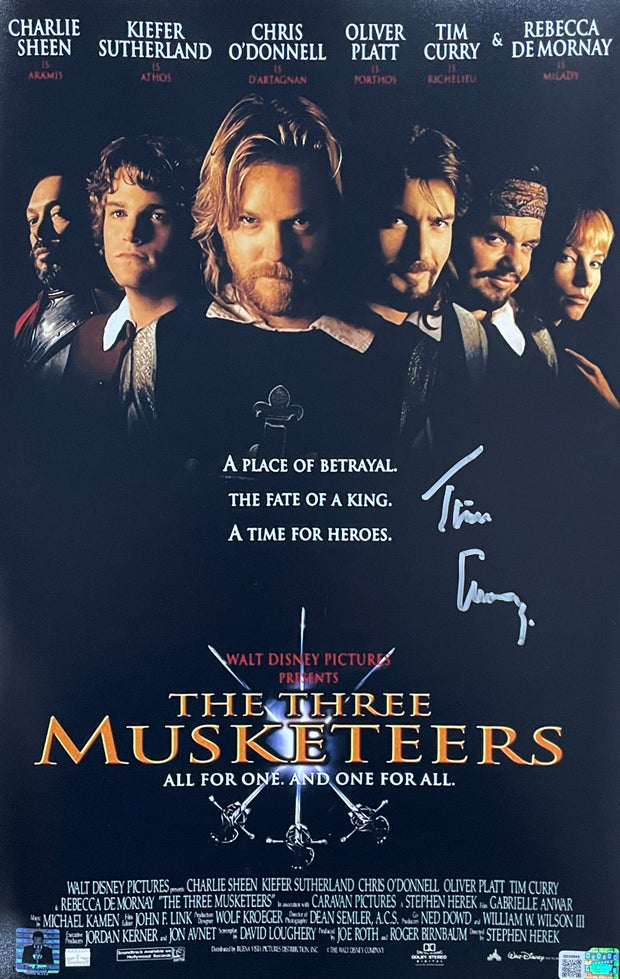 Tim Curry Signed 11x17 The Three Musketeers movie poster photo OCCM authenticated with Tim Curry COA