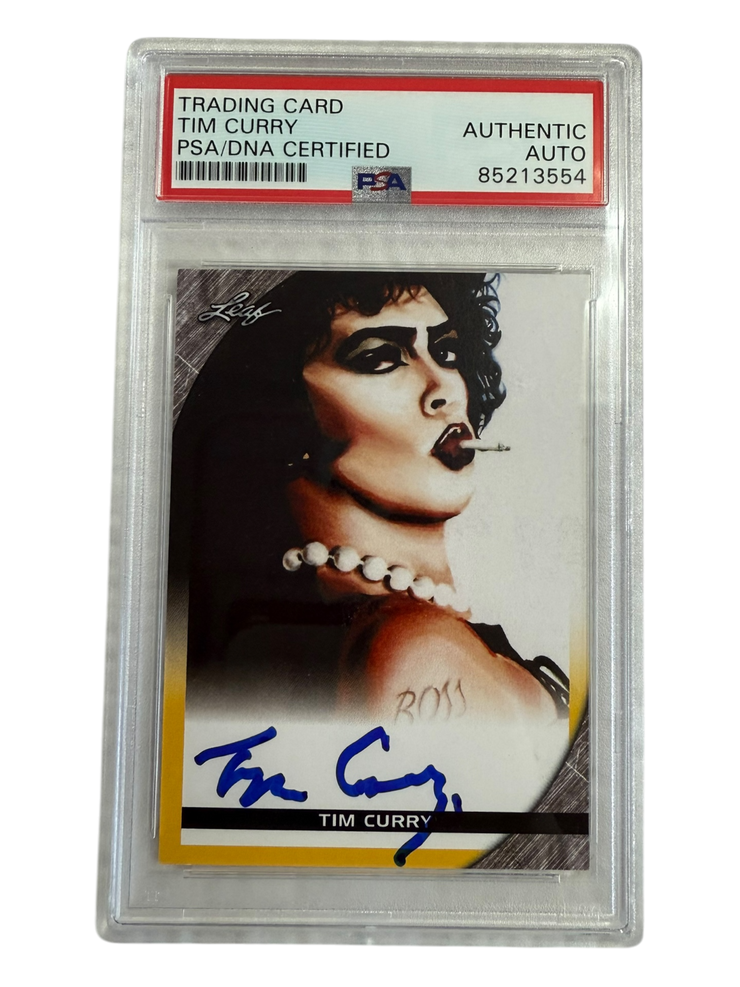 Tim Curry signed Leaf Trading Card Yellow Border PSA/DNA Encap (Blue)