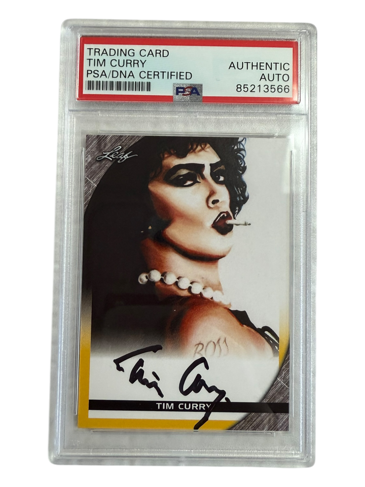 Tim Curry signed Leaf Trading Card Yellow Border PSA/DNA Encap (Black)