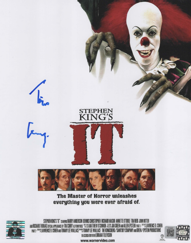 Tim Curry signed 8x10 IT movie Image #1 OCCM Authenticated with Tim Curry's Official Holo