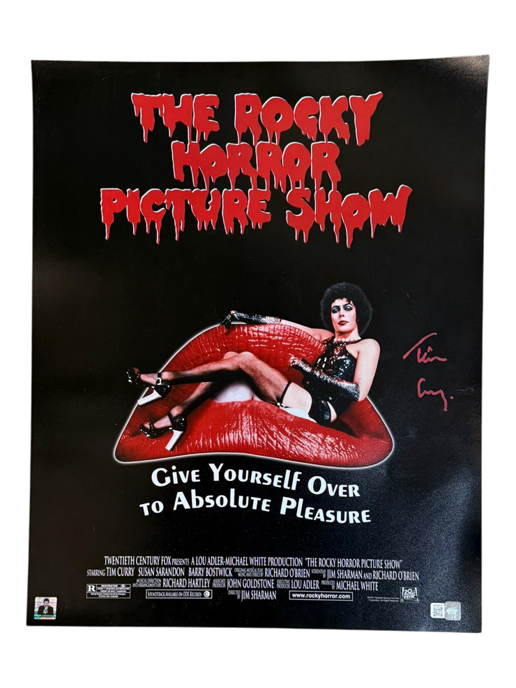 Tim Curry autographed 16x20 Rocky Horror Picture Show Poster Photo OCCM QR code authenticated with Tim Curry Holo