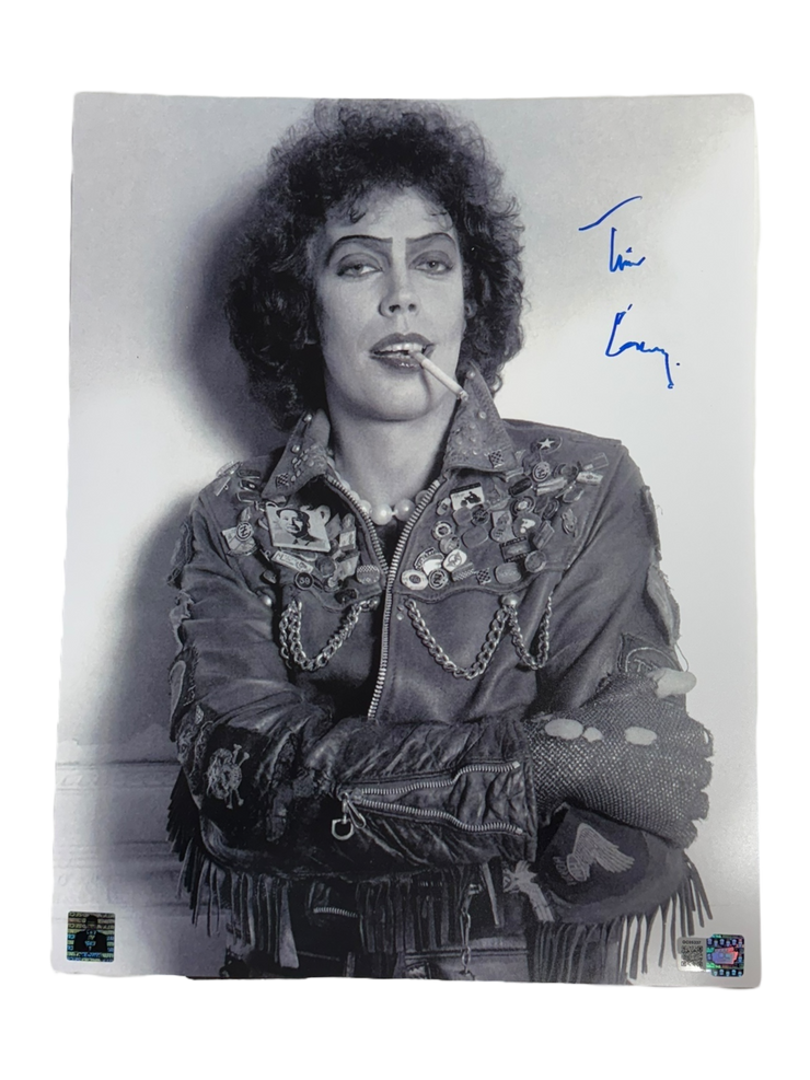 Tim Curry autographed 11x14 Frank-N-Furter B/W Photo OCCM QR authenticated with Tim Curry official Holo