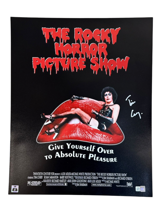 Tim Curry autographed 16x20 Rocky Horror Picture Show Poster Photo OCCM QR code authenticated with Tim Curry Holo