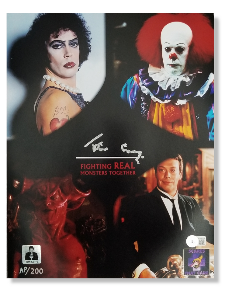 Tim Curry Signed 11x14 Character Collage Photo Beckett Authenticated with Tim Curry's Official COA