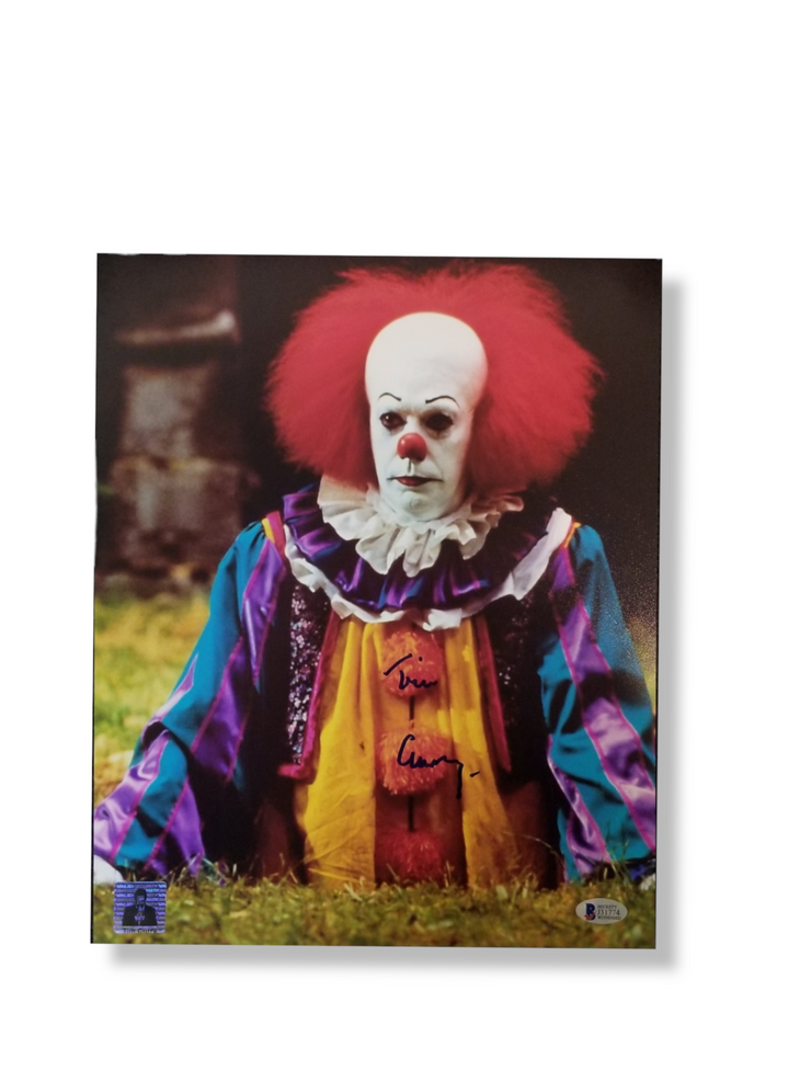 Tim Curry Signed IT 11x14 Pennywise Image #1 Beckett Authenticated with Tim Curry's Official COA
