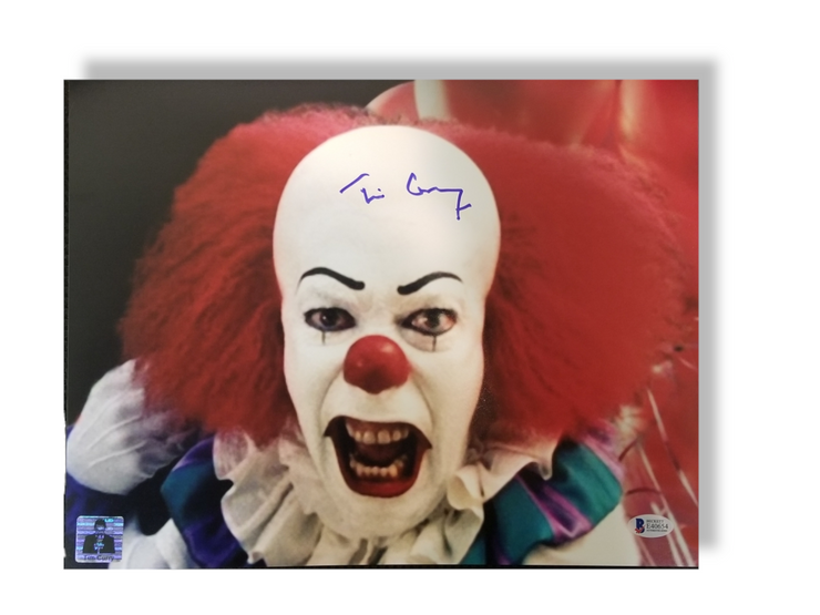 Tim Curry Signed IT 11x14 Pennywise Image #2 Beckett Authenticated with Tim Curry's Official COA